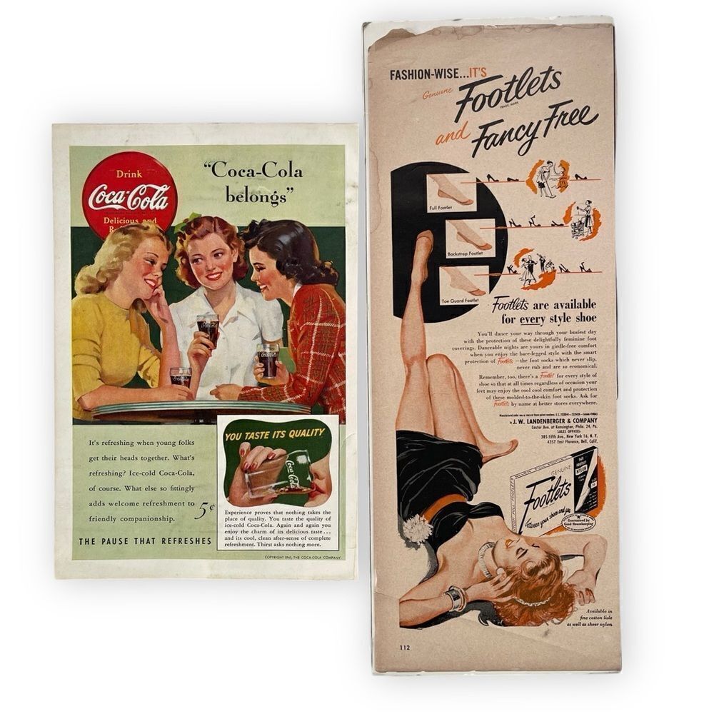 Vintage 1940’s 1950’s Coca-Cola Hosiery Sponge Hawaii Tourism Print Ads